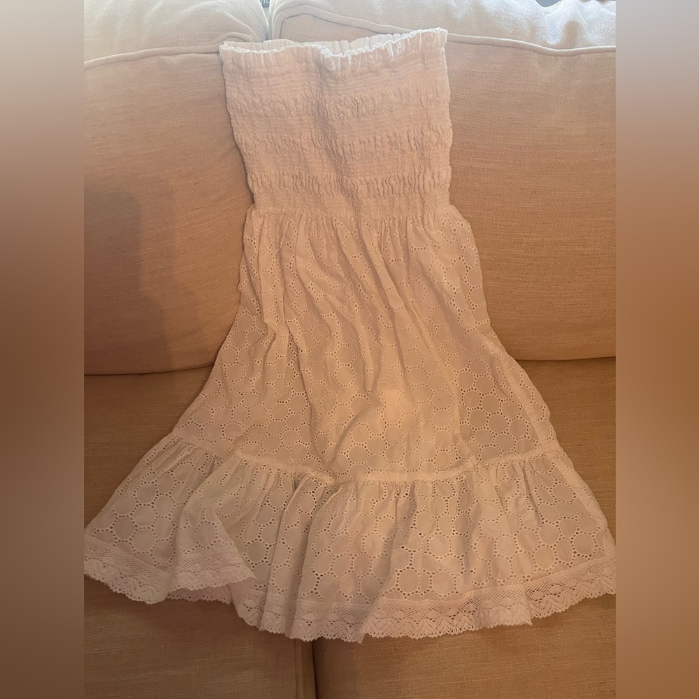 Moda International white strapless coverup dress size S